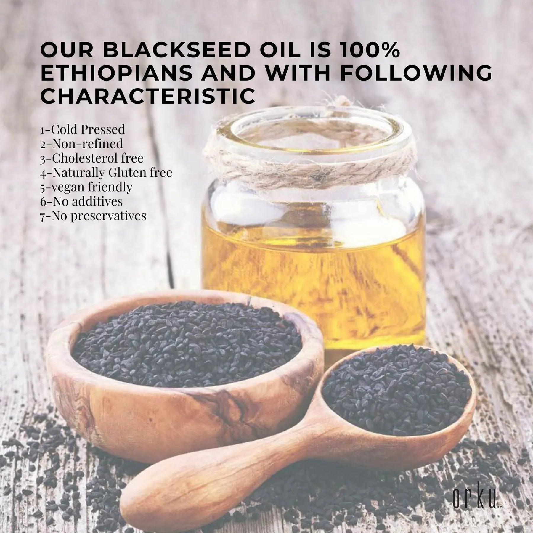 Orku 25ml Pure Ethiopian Black Seed Oil - Cold Pressed, Non-Refined, Vegan