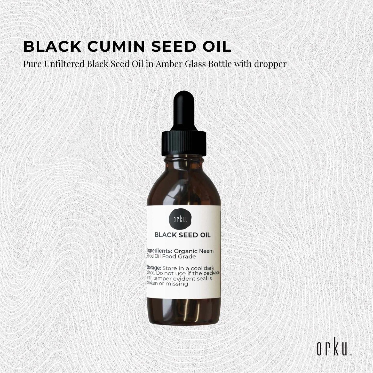 Orku 25ml Pure Ethiopian Black Seed Oil - Cold Pressed, Non-Refined, Vegan