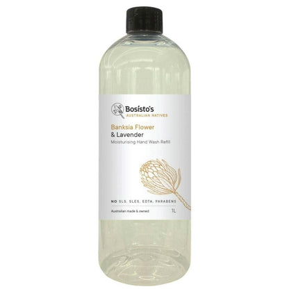 Bosisto's 1L Banksia Flower Lavender Hand Wash Refill - Vegan, Soap Free