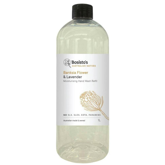 Bosisto's 1L Banksia Flower Lavender Hand Wash Refill - Vegan, Soap Free