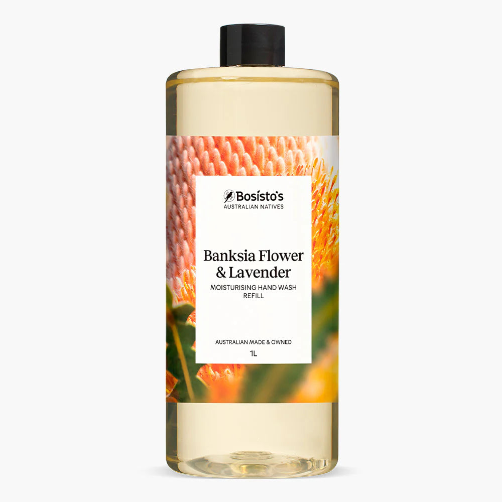 Bosisto's 1L Banksia Flower Lavender Hand Wash Refill - Vegan, Soap Free