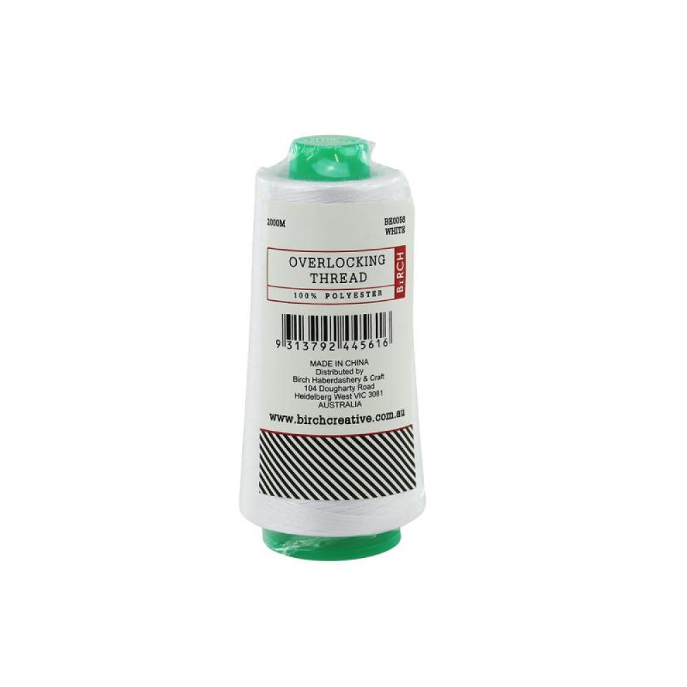 Birch Overlocking Thread 2000m White Polyester Cone Spool for Overlocking Machines - SuperSaverAU - view 1