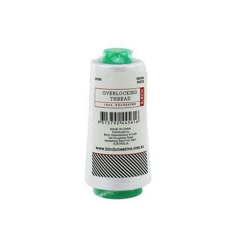 Birch Overlocking Thread 2000m White Polyester Cone Spool for Overlocking Machines - SuperSaverAU - view 1