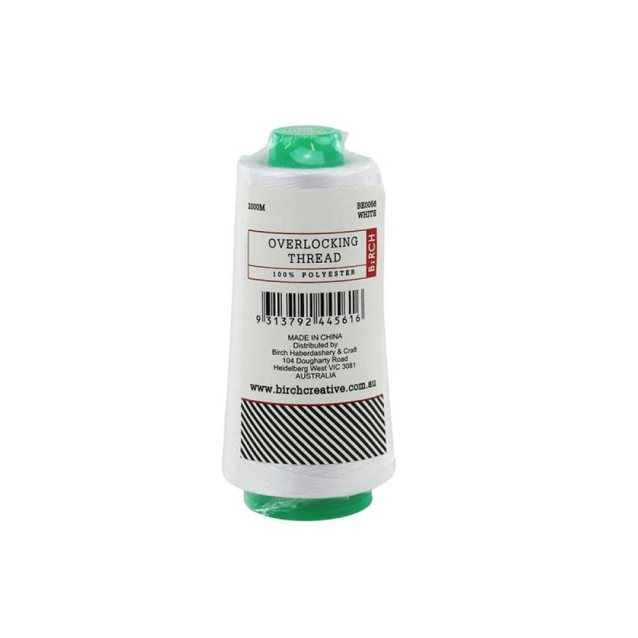 Birch Overlocking Thread 2000m White Polyester Cone Spool for Overlocking Machines - SuperSaverAU - view 1