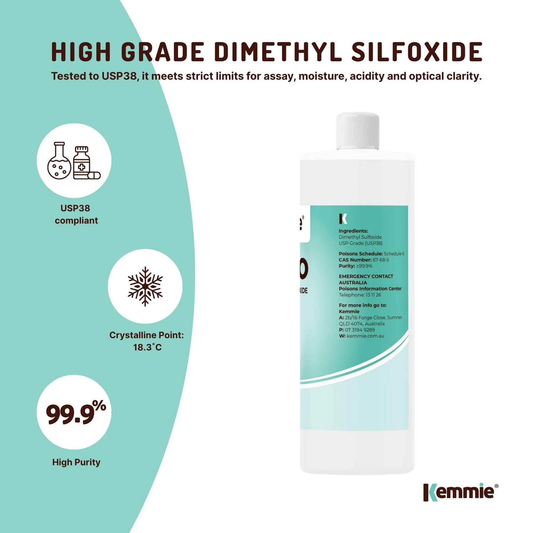 99.9% Pure Pharmaceutical Grade DMSO Liquid 250ml - Dimethyl Sulfoxide