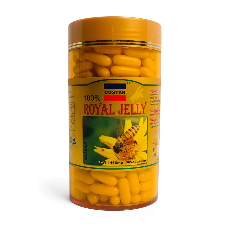 Premium Costar Royal Bee Jelly Capsules 1450mg 365 Pack Sealed Bottle