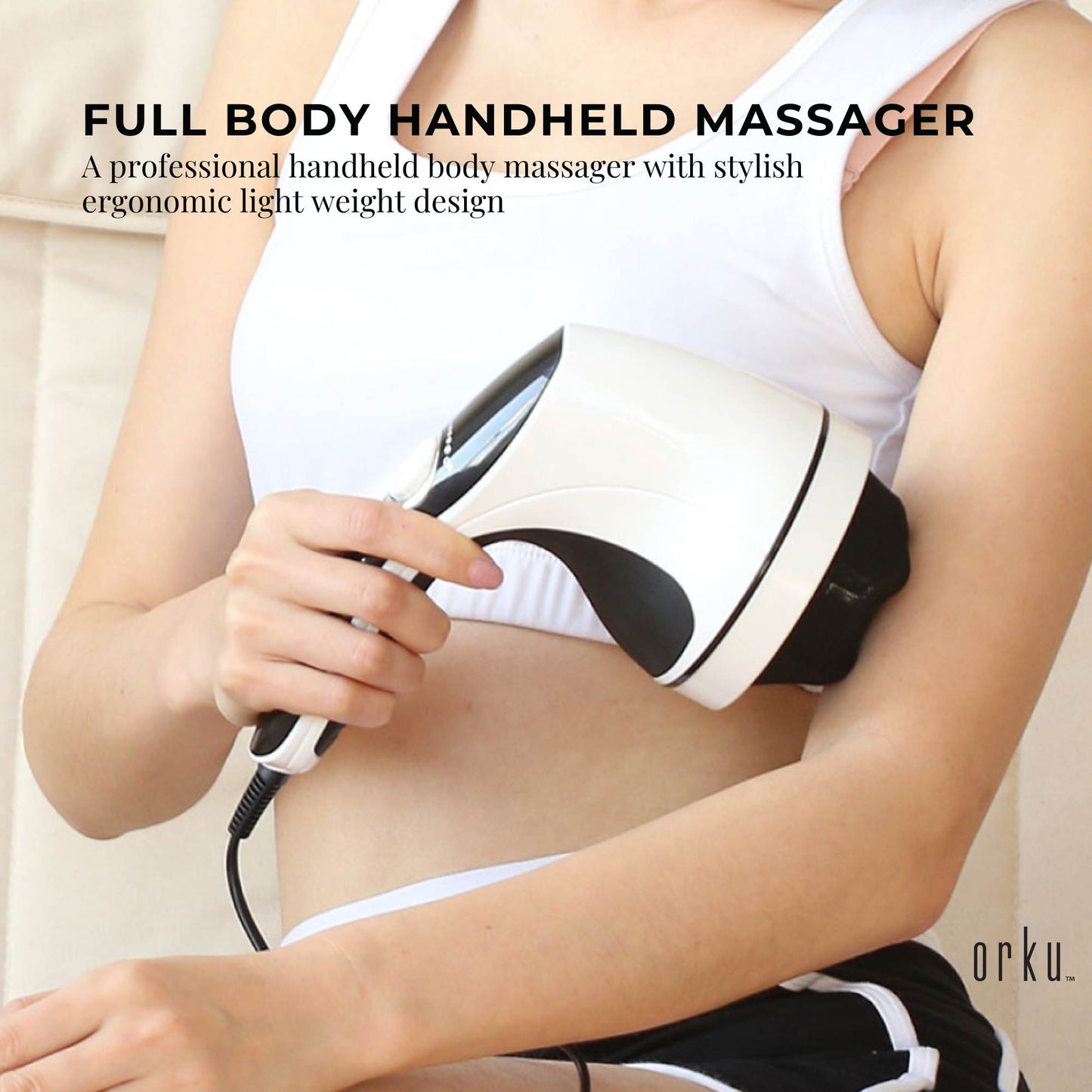 Full Body Vibration Handheld Massager - 4 Massage Heads Neck Shoulders Back Legs