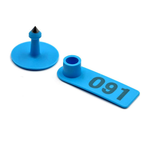 Blue Numbered Mini Ear Tags Set 100x 5x2cm for Cattle Sheep Pig Livestock - SuperSaverAU - view 1