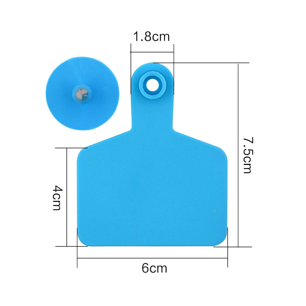 Cattle Ear Tags 100x Medium Blue 6x7.5cm Blank Livestock Labels with Pins