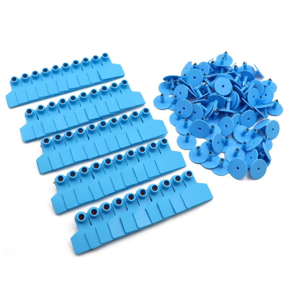 Cattle Ear Tags 100x 5x4cm Blue Small Blank Livestock Label for Goats, Pigs