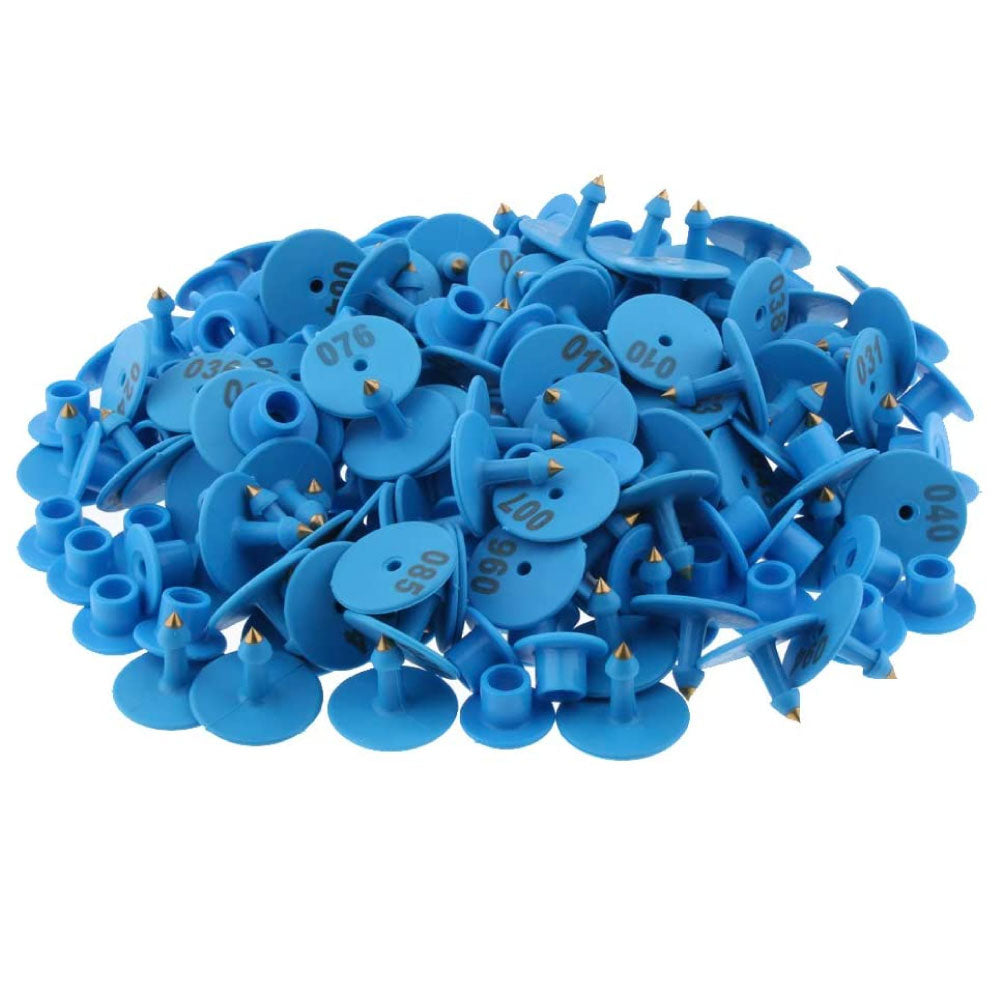 Blue Round Numbered Ear Tags Set - 100 Count for Cattle, Pigs, Sheep, Goats - SuperSaverAU - view 1