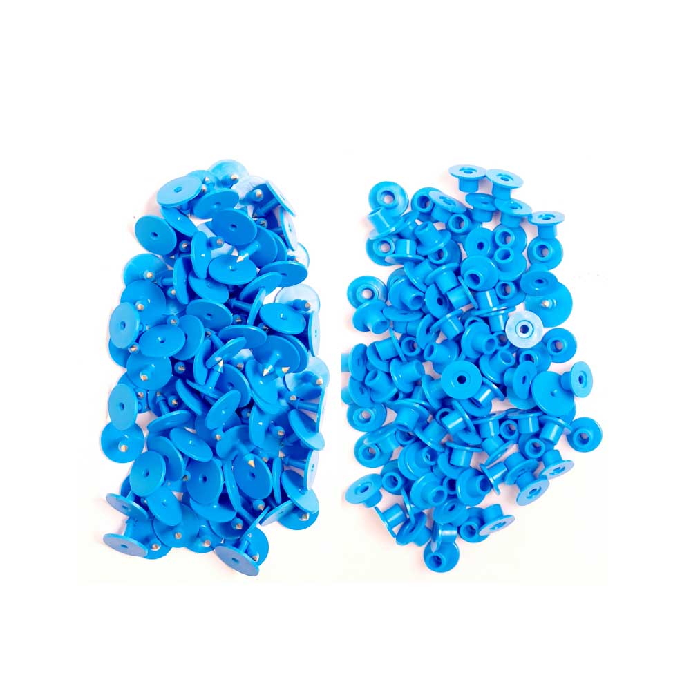 Cattle Ear Tags Set - 100x Round Blue Blank Tags for Pig Sheep Goat