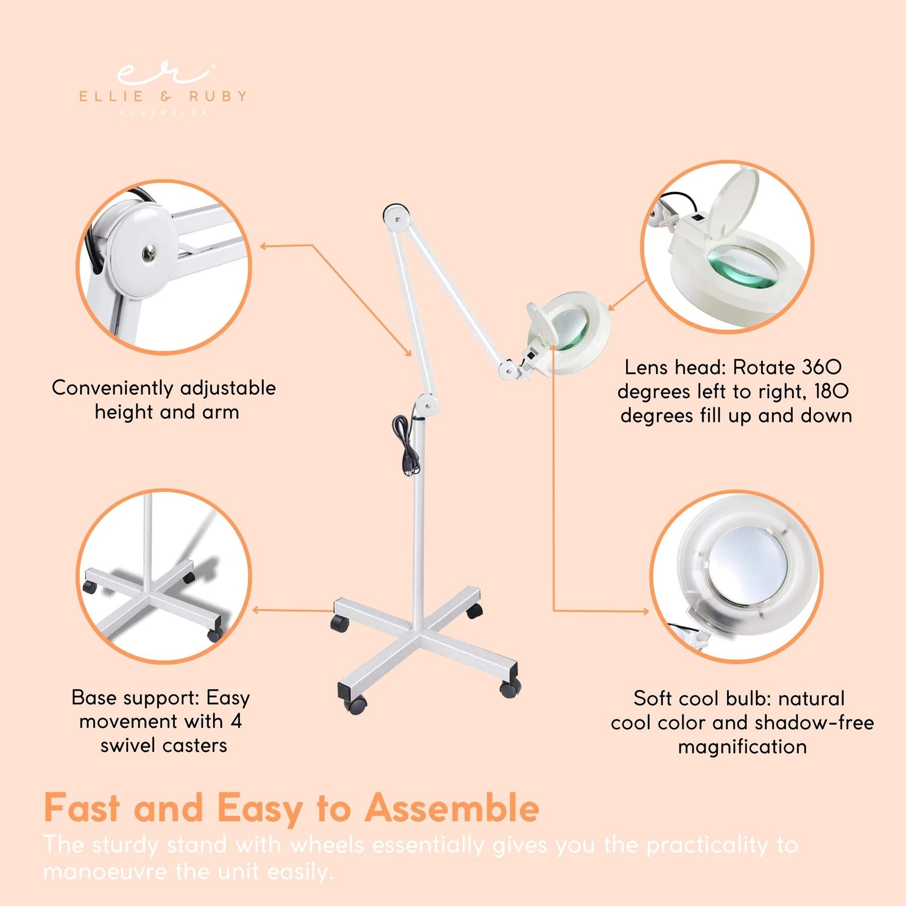 5x Magnifying Lamp Fluorescent Salon Light Glass Beauty Floor Stand Magnifier - SuperSaverAU - view 5