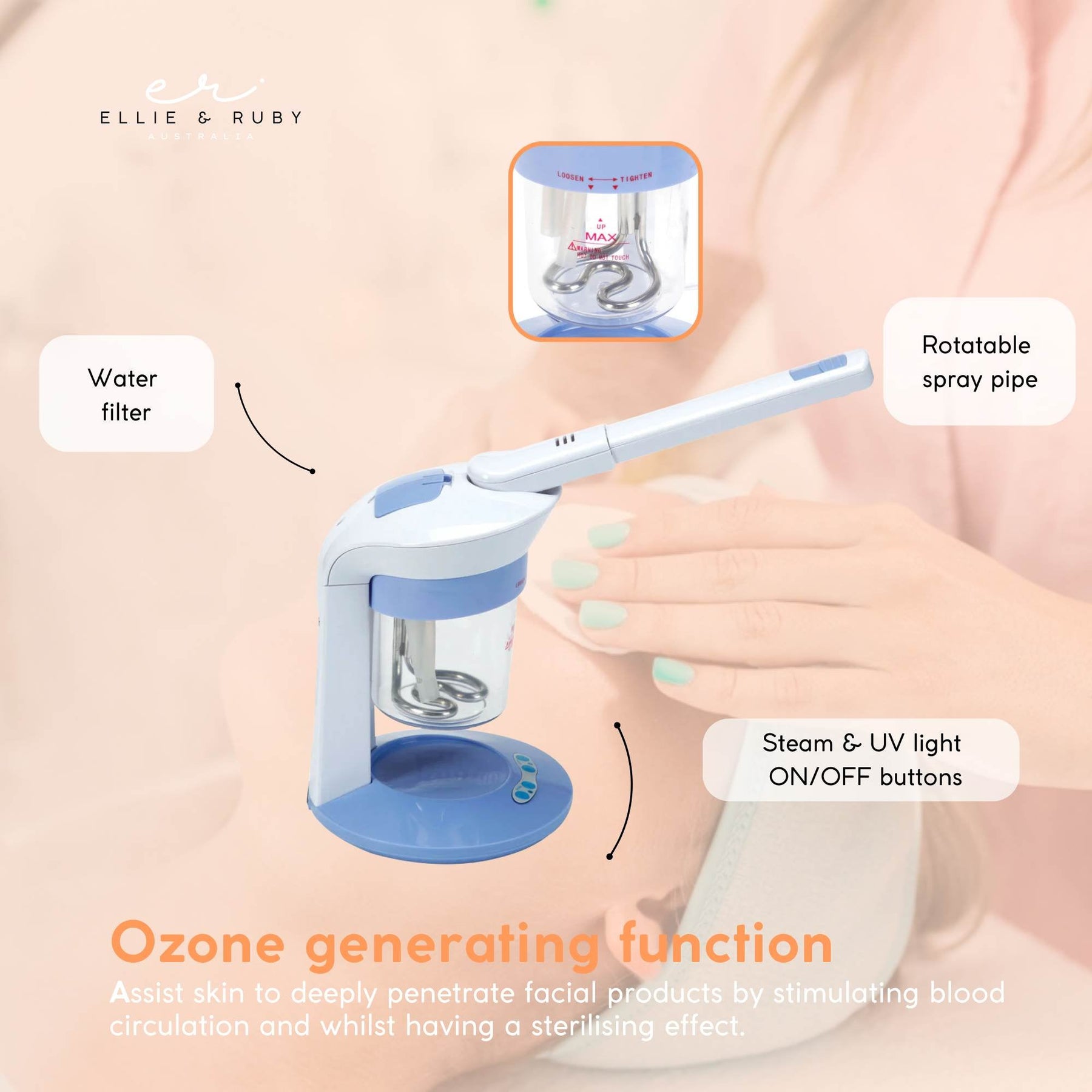 2 In 1 Facial and Hair Steamer Face Skin Portable Table Top Steam Ozone Machine - SuperSaverAU - view 3