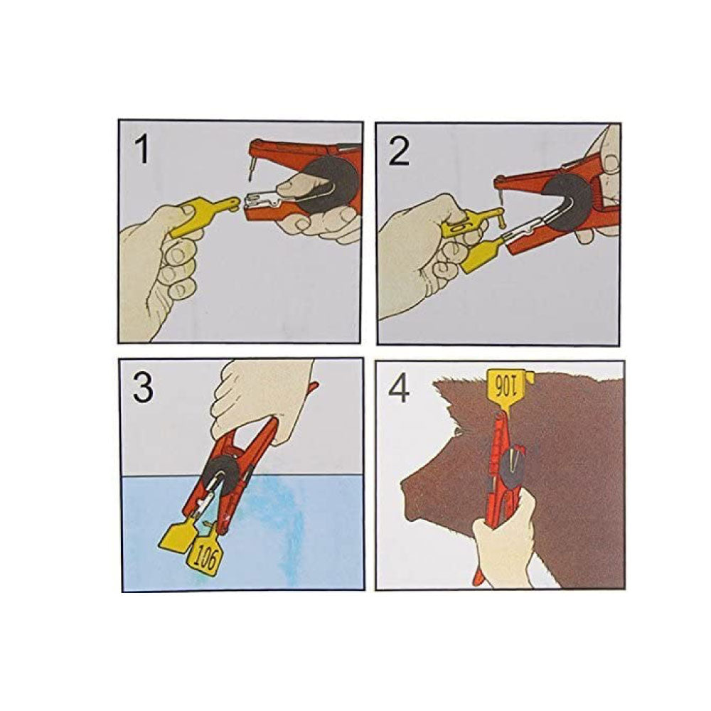 Red Ear Tag Applicator Pliers - 15cm Metal Livestock Cattle Punch Tool