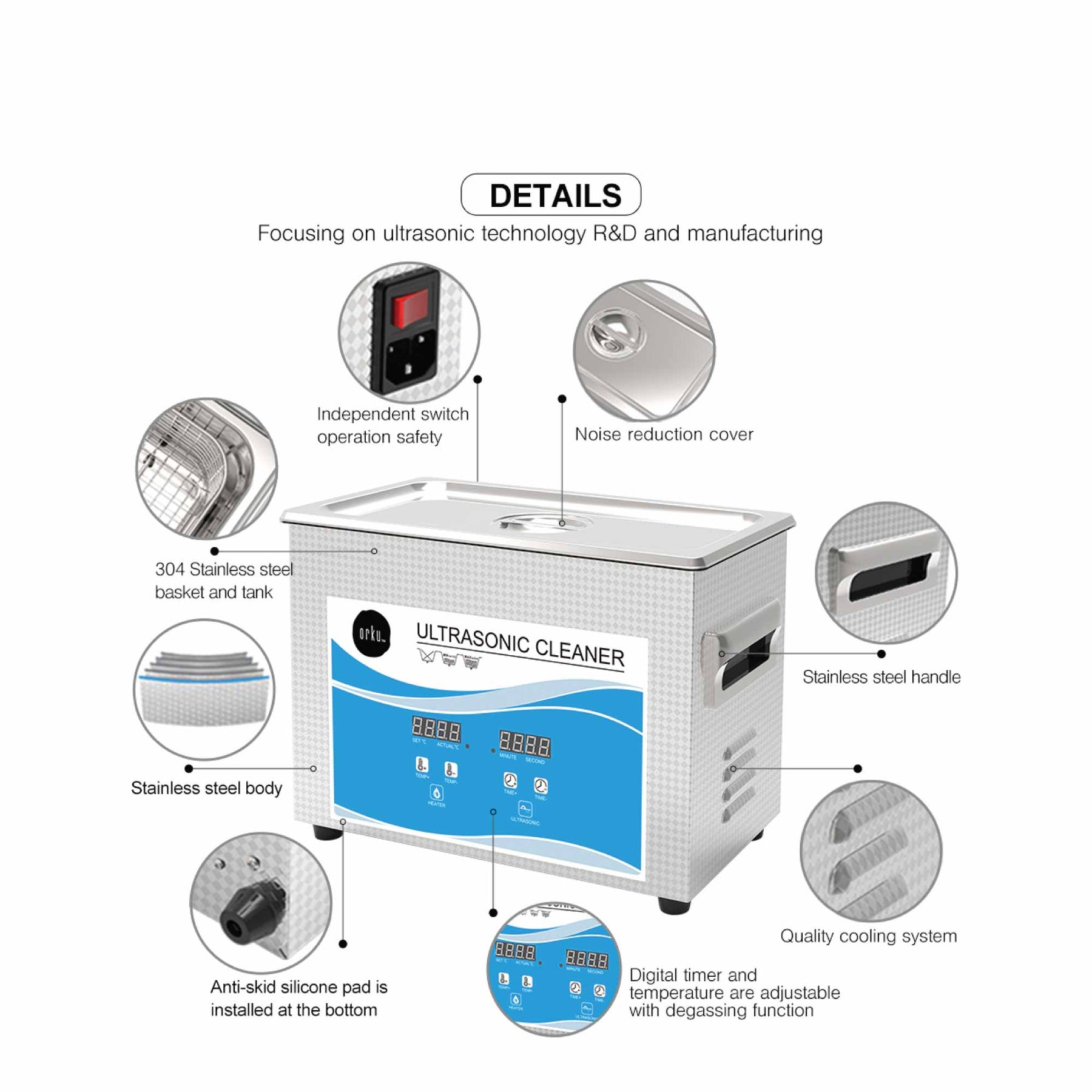 4.5L Digital Ultrasonic Cleaner - Ultra Sonic Bath Jewellery Cleaning - SuperSaverAU - view 9