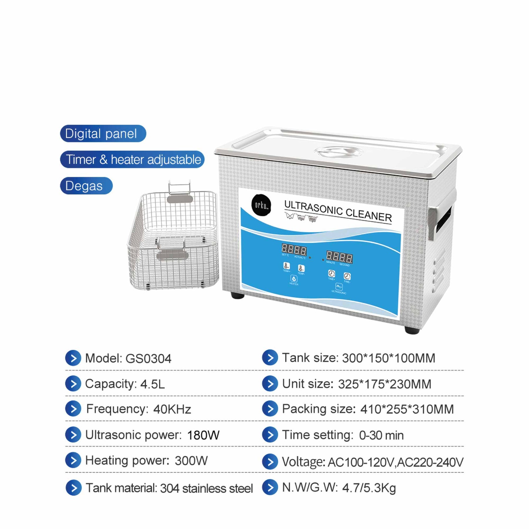 4.5L Digital Ultrasonic Cleaner - Ultra Sonic Bath Jewellery Cleaning - SuperSaverAU - view 10