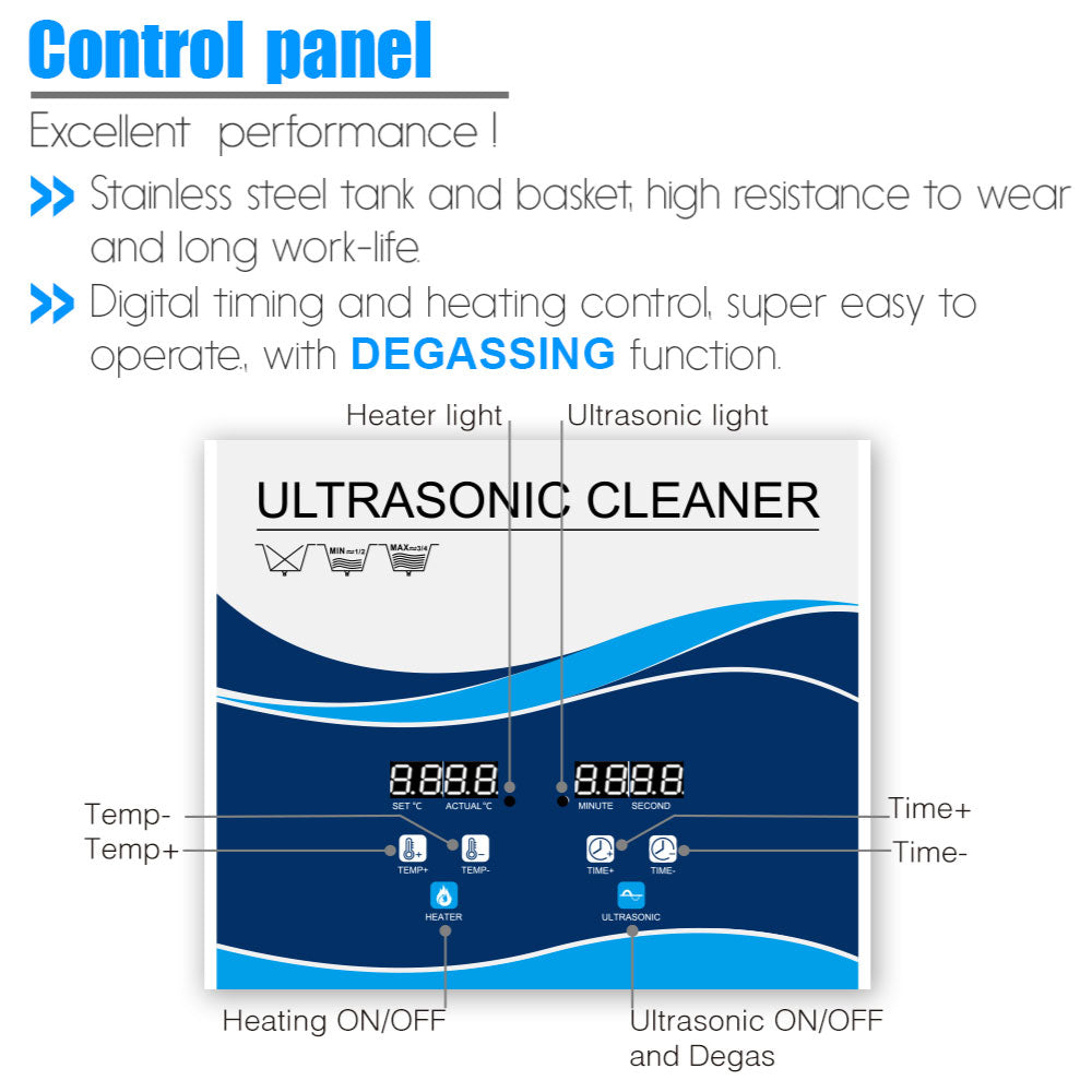 6.5L Digital Ultrasonic Cleaner Jewelry Ultra Sonic Bath Degas Parts Cleaning - SuperSaverAU - view 7