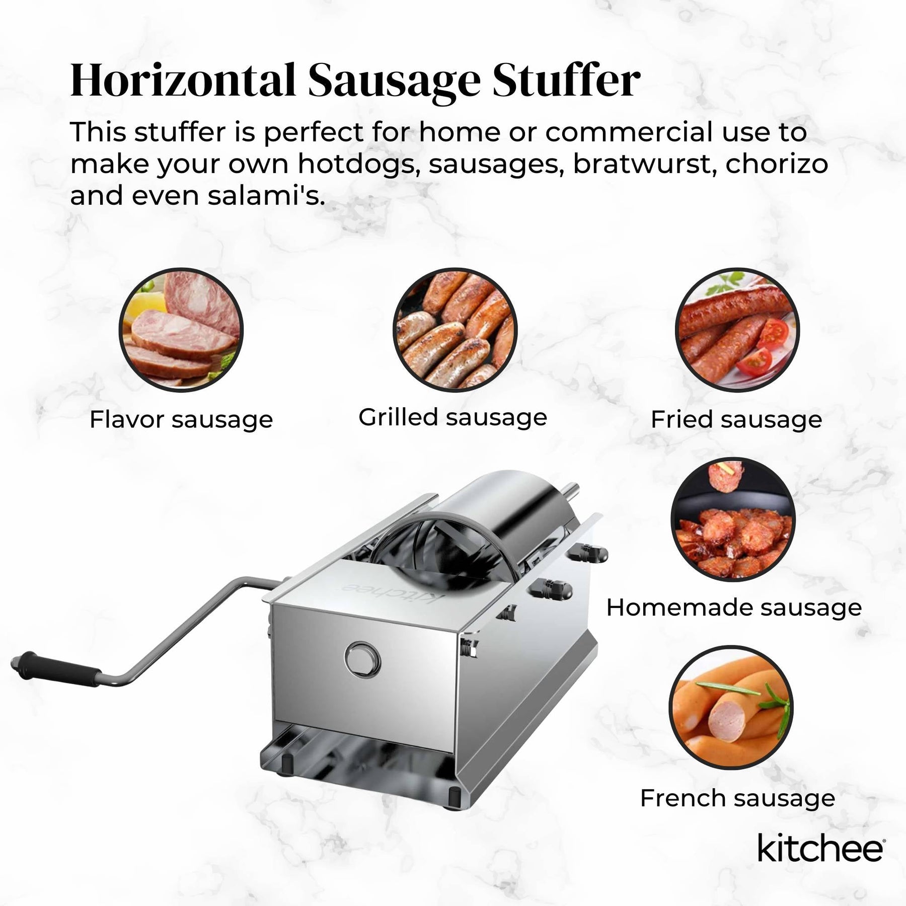 7L Manual Horizontal Sausage Filler - Stainless Stuffer Meat Press Machine - SuperSaverAU - view 5