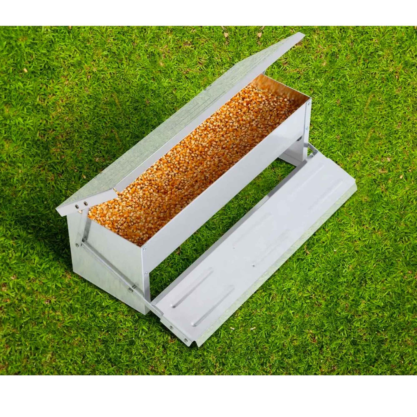 8L Automatic Aluminium Chicken Feeder Treadle - Self Feeding, Rust-Proof, Waterproof