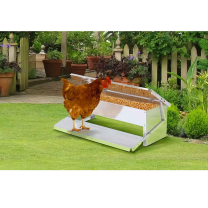 8L Automatic Aluminium Chicken Feeder Treadle - Self Feeding, Rust-Proof, Waterproof