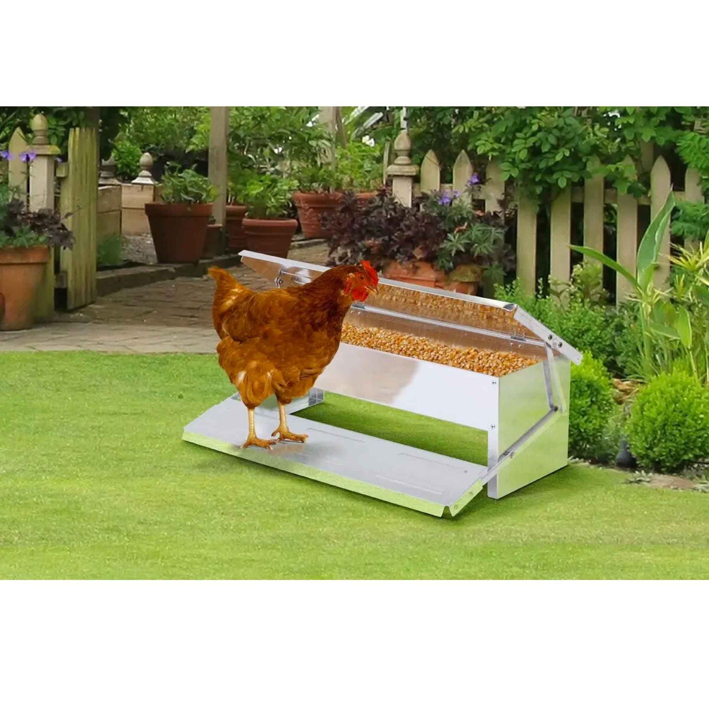 11L Automatic Aluminium Chicken Feeder - Self Feeding, Rust-Proof, Waterproof