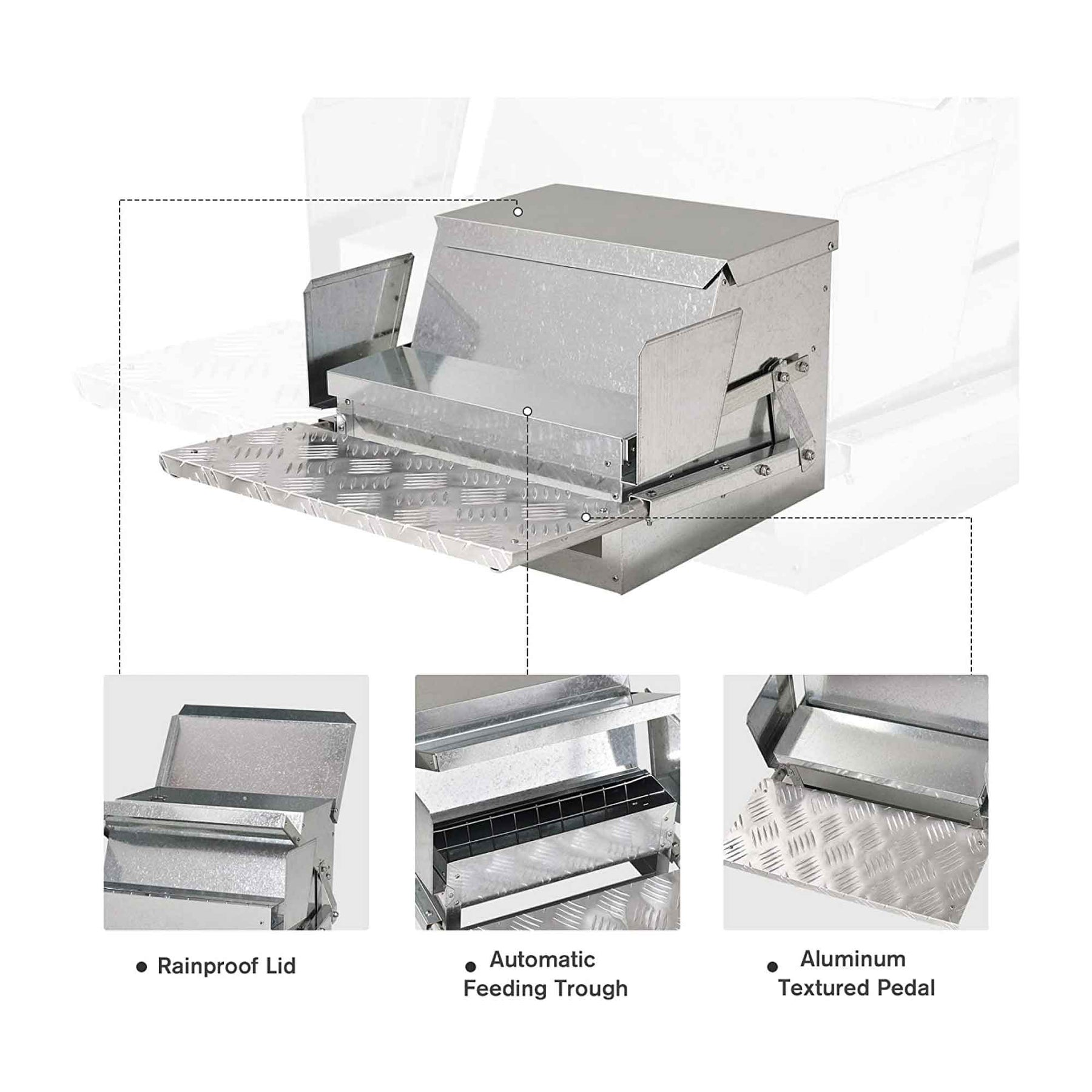 9kg Automatic Chicken Feeder Treadle - Aluminium & Galvanised Steel, Rust-proof - SuperSaverAU - view 4