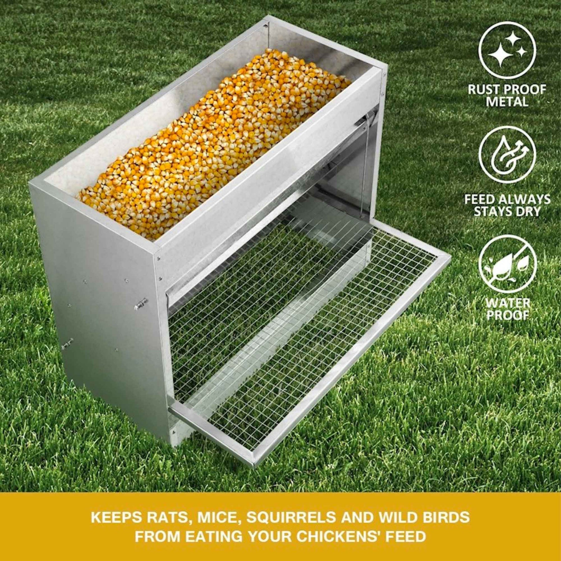 Premium Galvanised Steel Automatic Chicken Feeder Treadle - 10kg