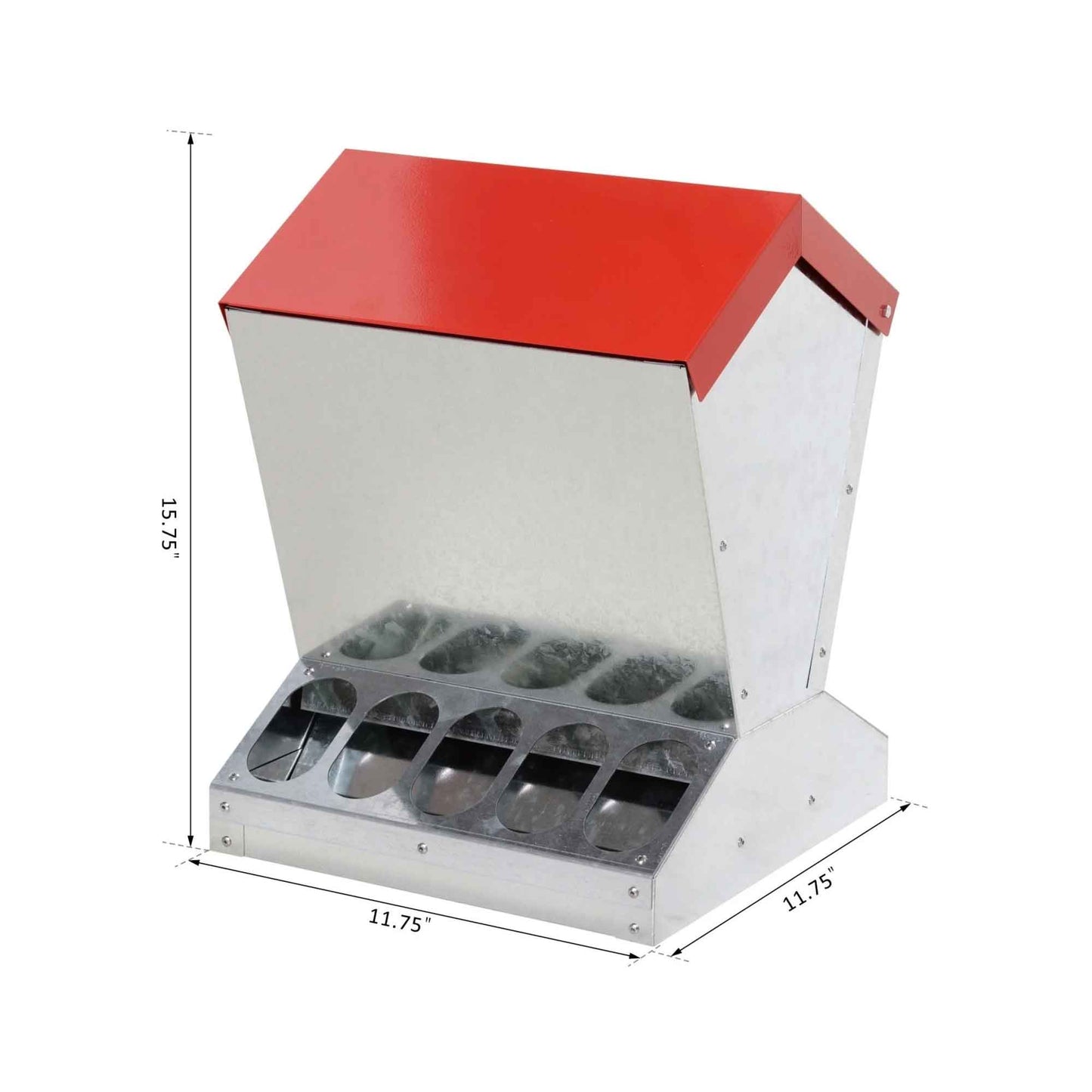 Galvanised Steel 10kg Automatic Chicken Feeder Trough - Rust-proof, Self Feed