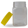 Square Clear Plastic Food Grade Jars 500g with Yellow Tamper Evident Lids - 10 Pack - SuperSaverAU - view 2
