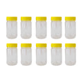 500g Round Clear Plastic Food Grade Jars with Yellow Tamper Evident Lids - 10 Pack - SuperSaverAU - view 1