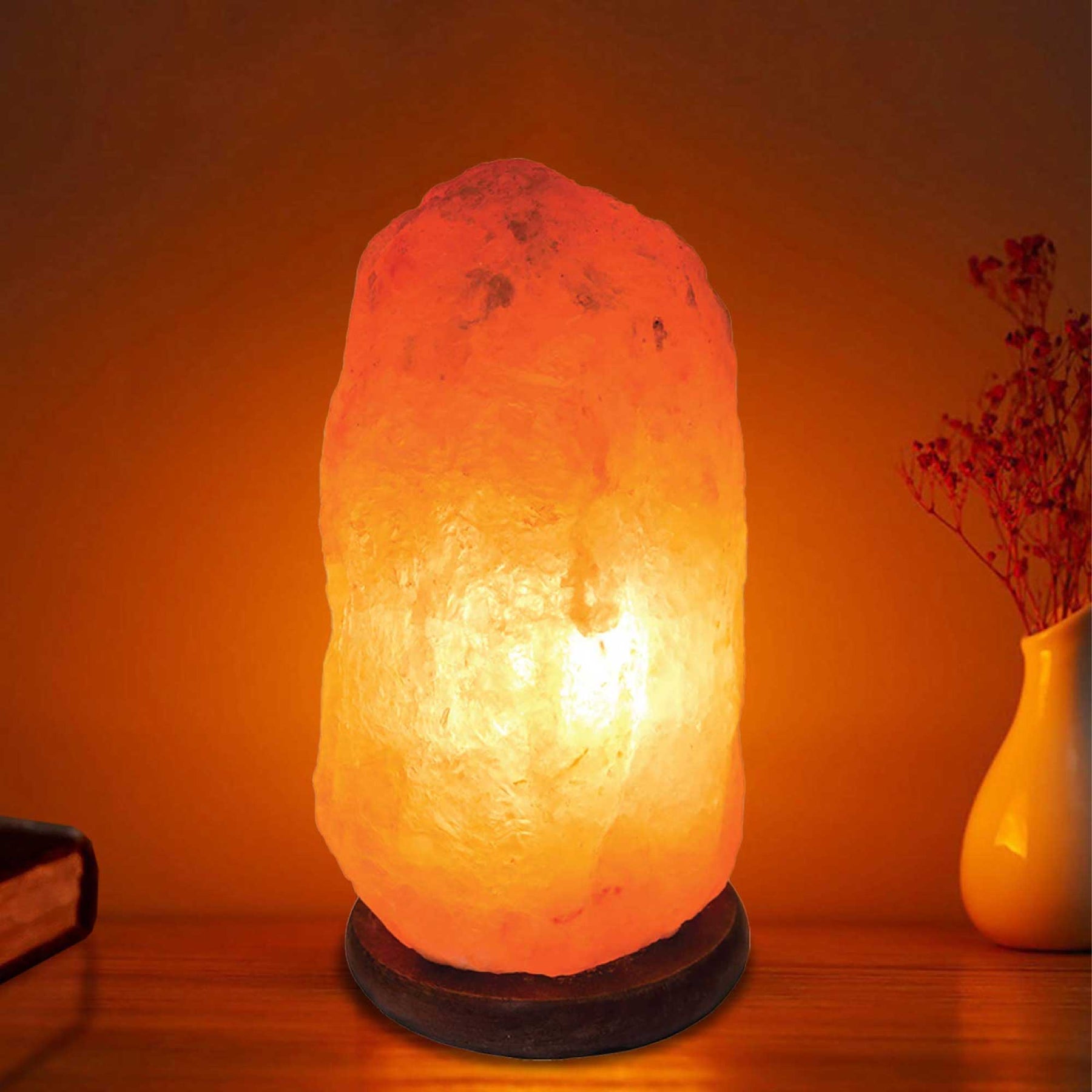 Himalayan Pink Salt Lamp 3-5kg with Wooden Base & 12V Light Bulb - SuperSaverAU - view 2