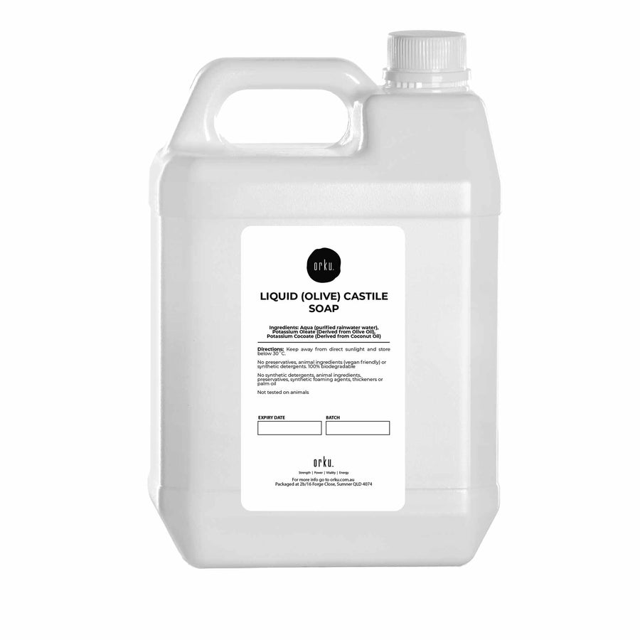 Orku Unscented Liquid Castile Soap 5L Olive Oil Concentrate Vegan Cleaner