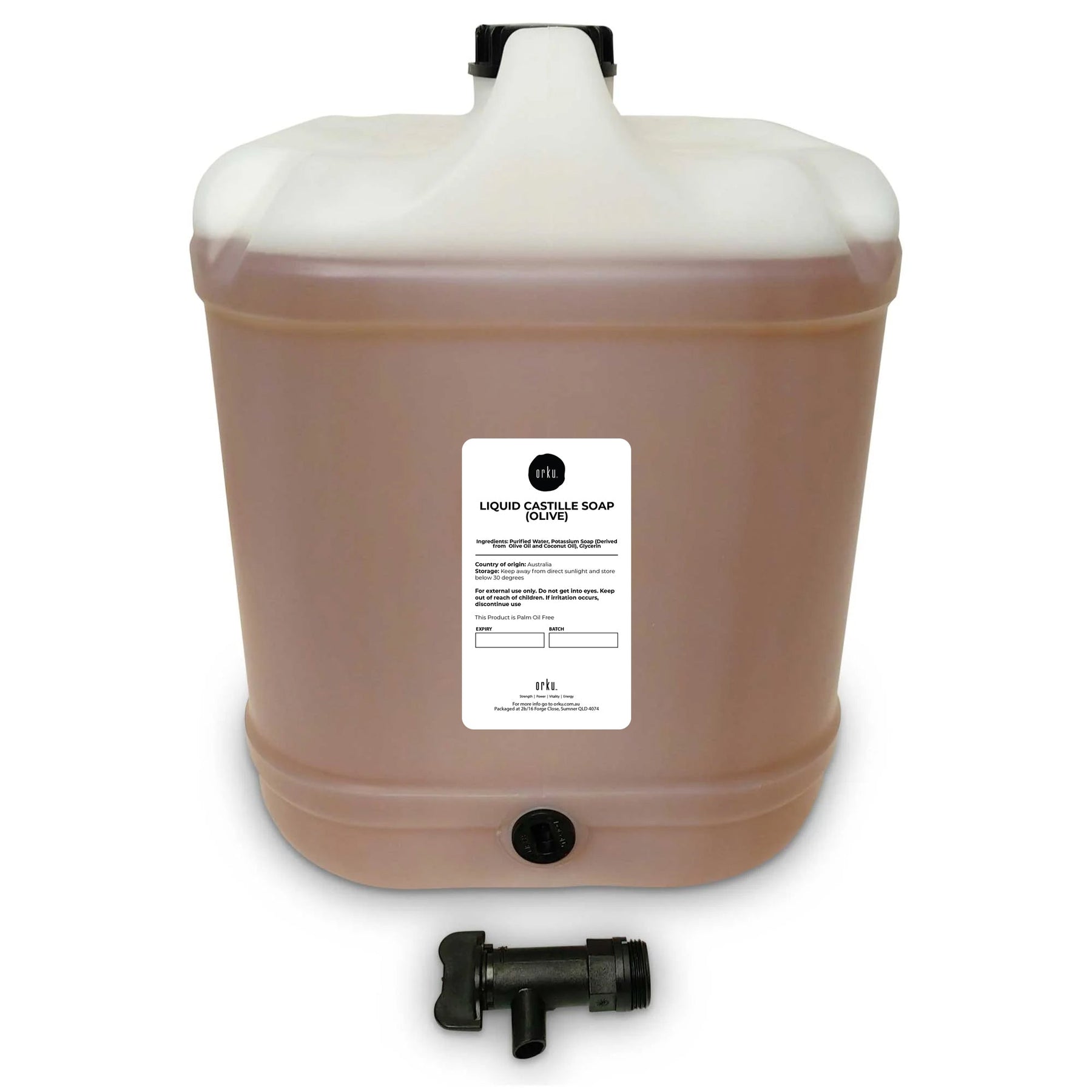 Orku 20L Liquid Castile Soap - Pure Unscented Natural Olive Oil Concentrate Bulk - SuperSaverAU - view 1