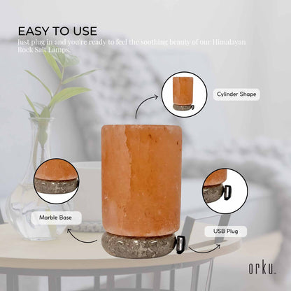 Himalayan Salt Collective USB Cylinder Pink Salt Lamp 1.5 Kgs 11cm LED Light