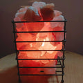 Premium Himalayan Pink Salt Lamp with Iron Basket & 12V Bulb - Rectangle