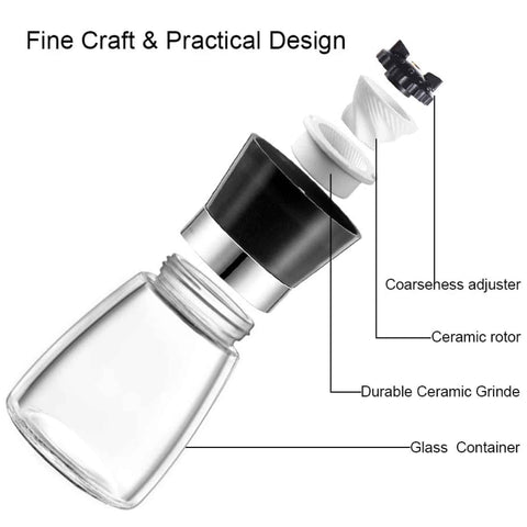150ml Glass Salt or Pepper Grinder - Adjustable Ceramic Core, Ergonomic Design - SuperSaverAU - view 2