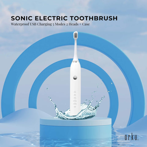 Bewellaero White Sonic Electric Toothbrush Waterproof USB Rechargeable 5 Modes - SuperSaverAU - view 2