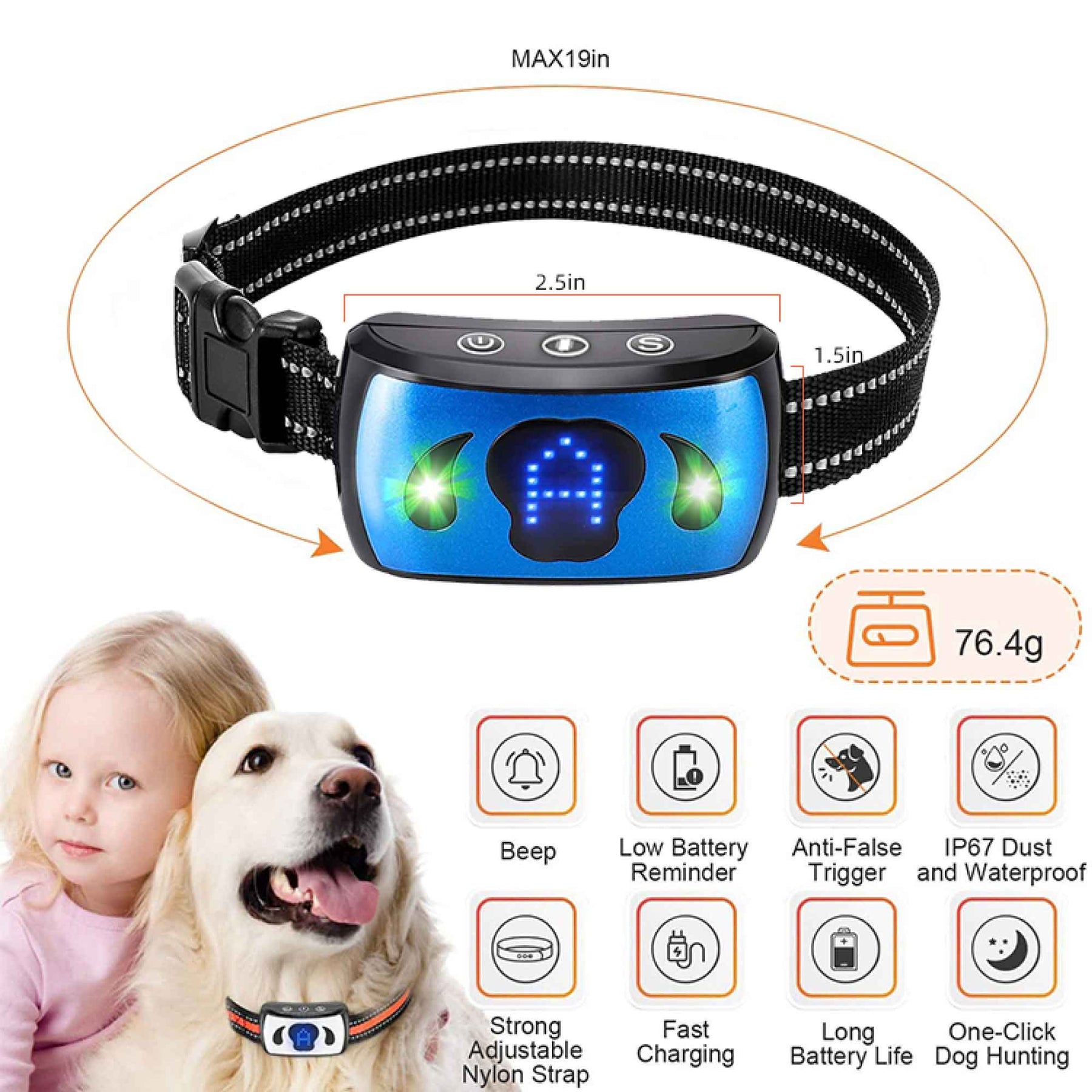 Dog Bark Collar - Vibration, Magnetic Charging, Waterproof, Smart Detection, Adjustable for 3-55kgs - SuperSaverAU - view 3