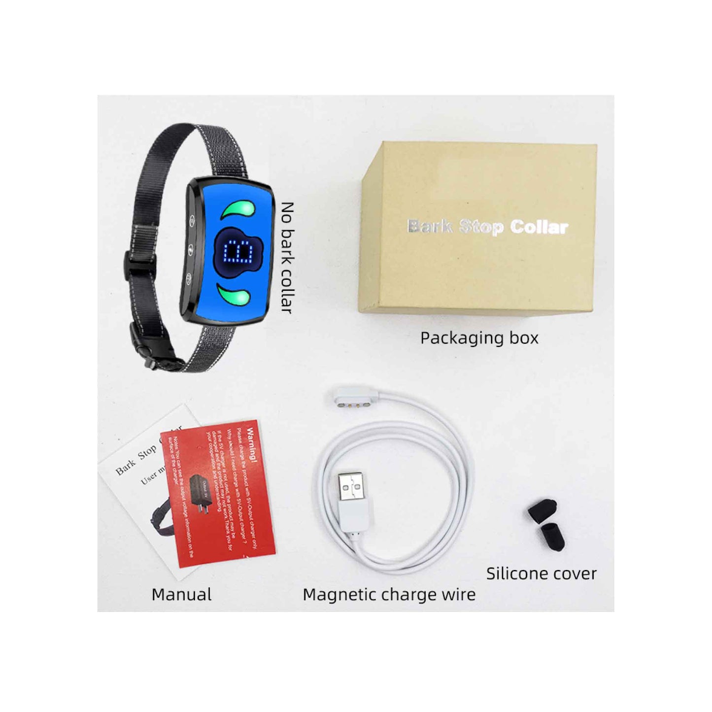 Dog Bark Collar - Vibration, Magnetic Charging, Waterproof, Smart Detection, Adjustable for 3-55kgs