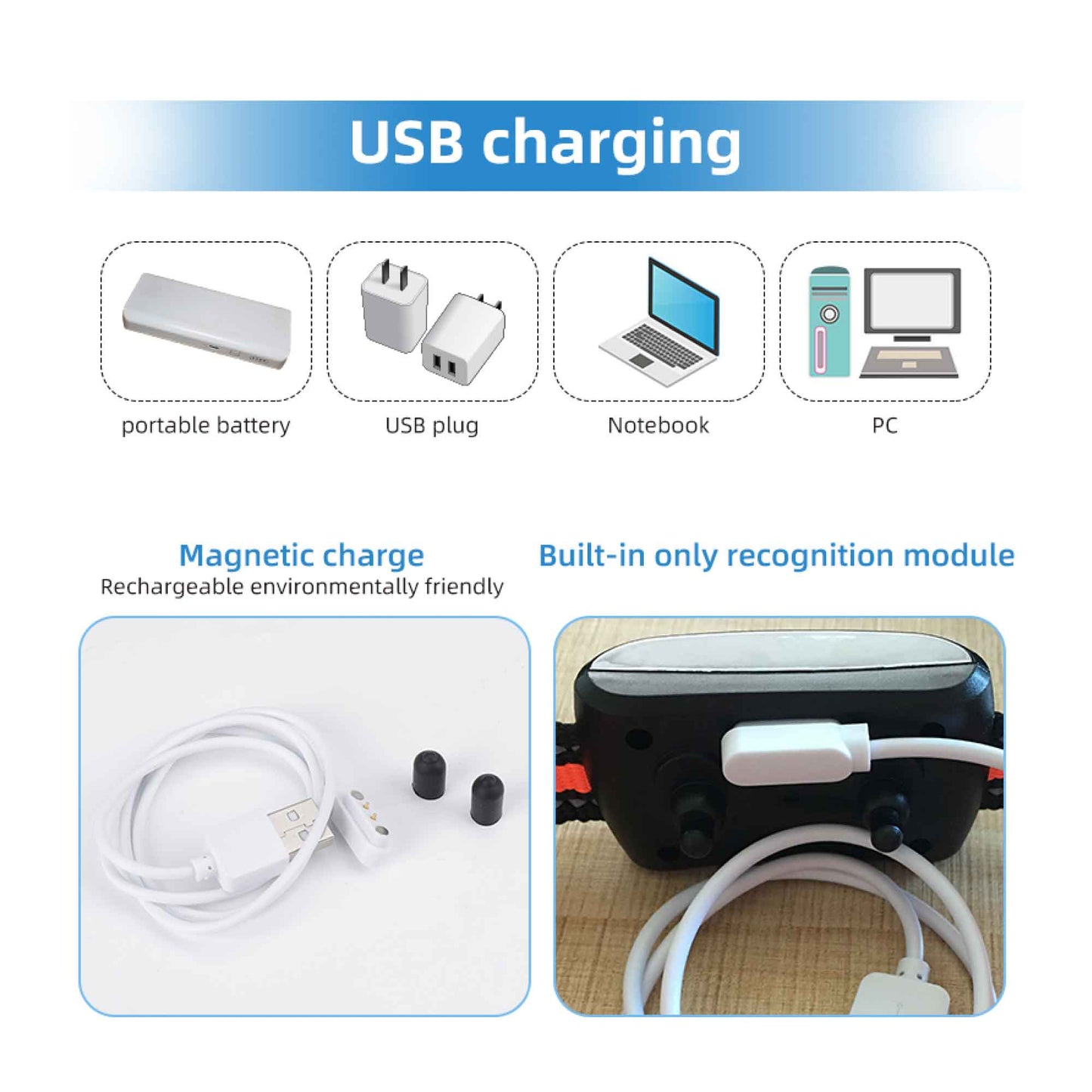 Dog Bark Collar - Vibration, Magnetic Charging, Waterproof, Smart Detection, Adjustable for 3-55kgs