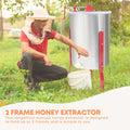 2 Frame Stainless Steel Honey Extractor Manual Spinner with Acrylic Lids - SuperSaverAU - view 2