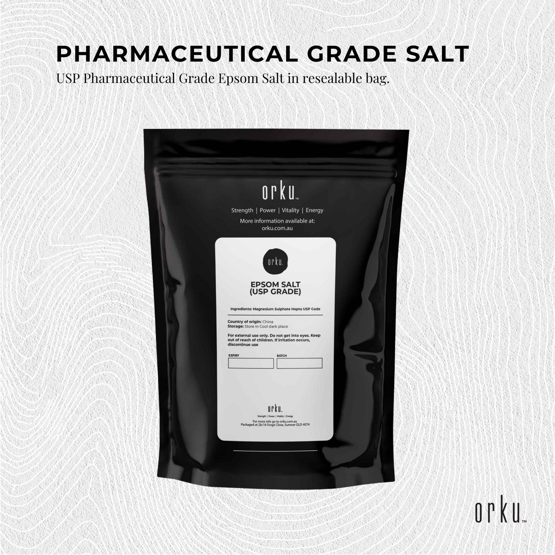 Orku 100g Epsom Salt - USP Grade Magnesium Sulfate Body Bath Salts - SuperSaverAU - view 2
