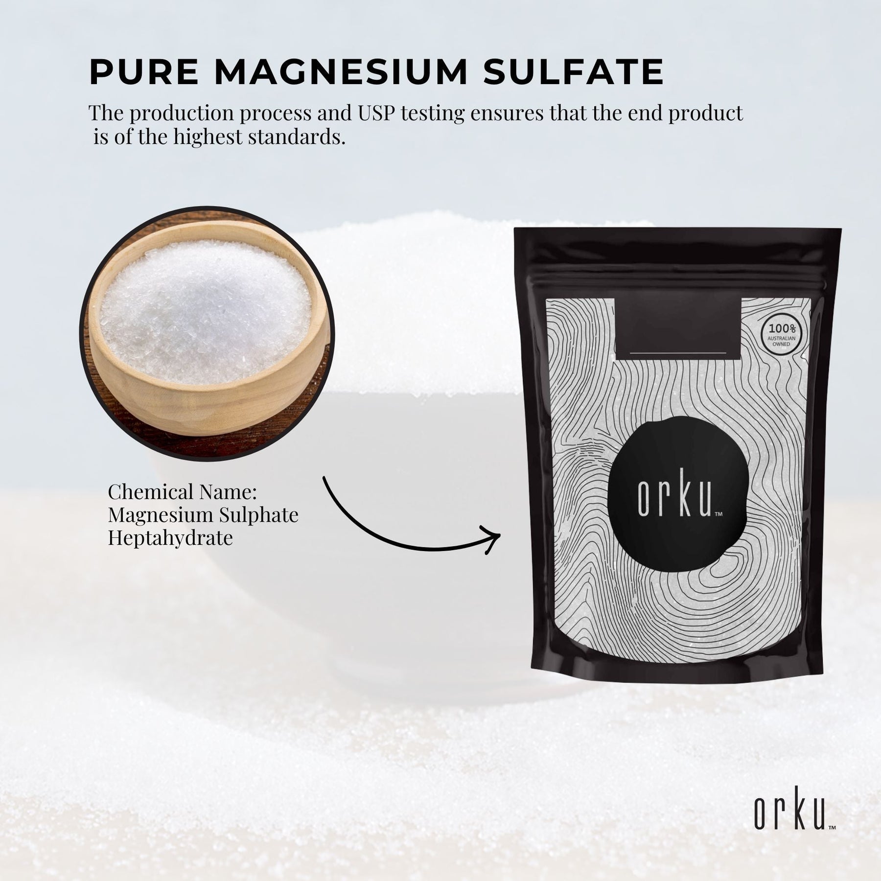 Orku 1Kg Epsom Salt - USP Grade Magnesium Sulfate Body Bath Salts - SuperSaverAU - view 2