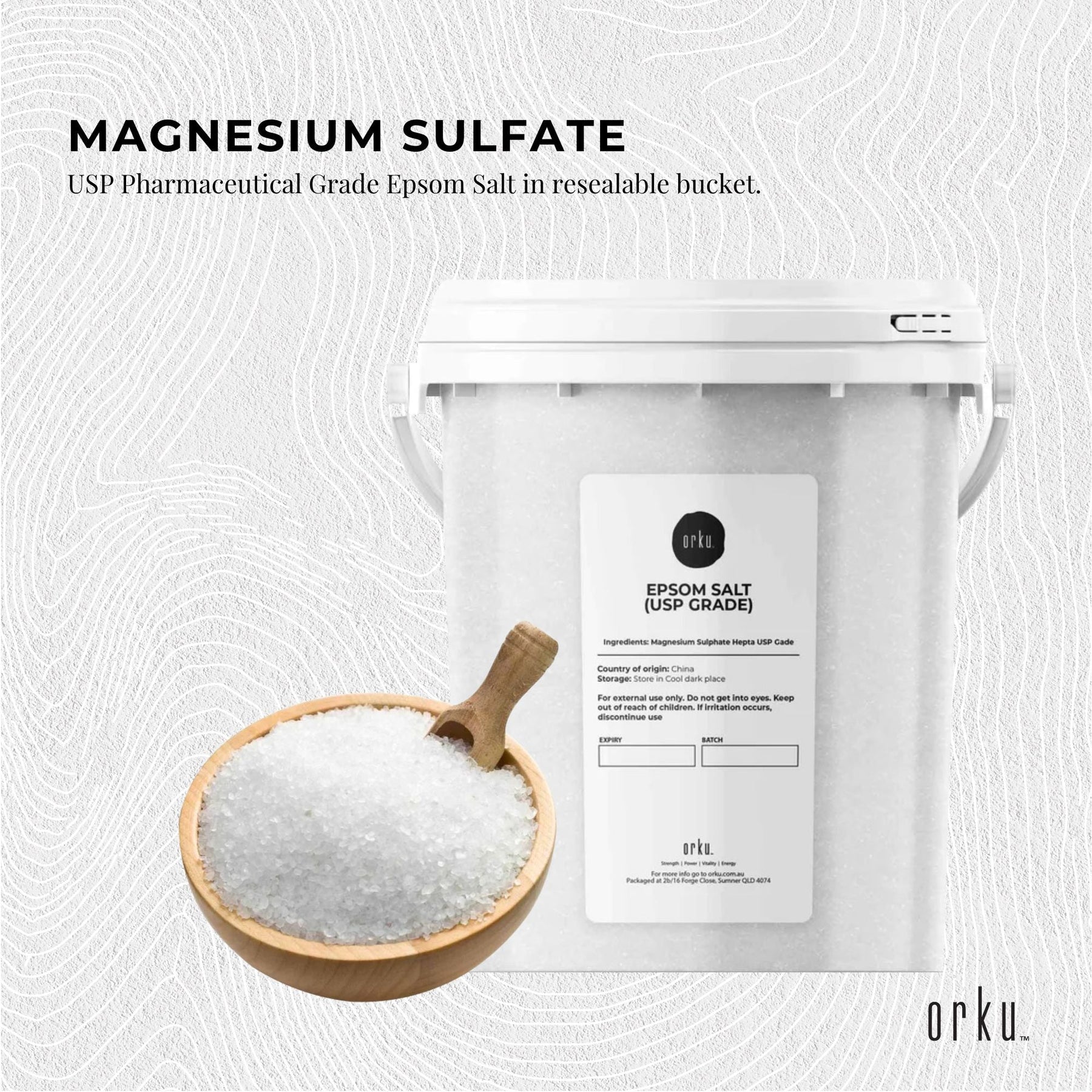 Orku 1.3Kg Epsom Salt Tub - USP Grade Magnesium Sulfate Body Bath Salts - SuperSaverAU - view 3