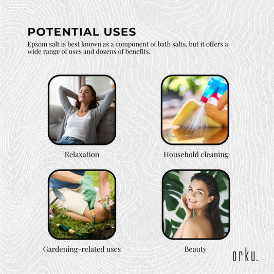 Orku 5kg Epsom Salt Tub- USP Grade Magnesium Sulfate Body Bath Salts