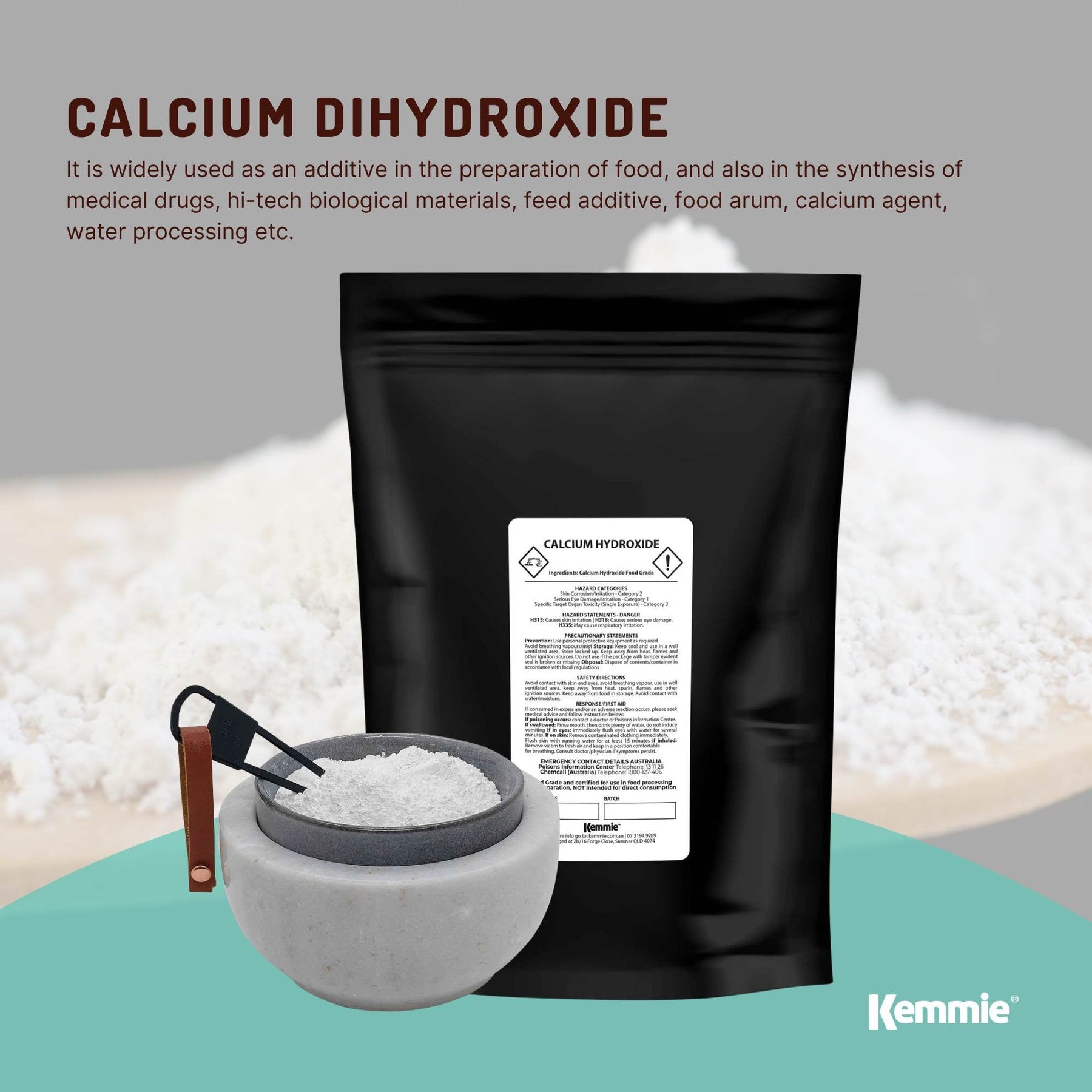 1Kg Food Grade Calcium Hydroxide Powder - FCC Hydrated Slaked Pickling Lime - SuperSaverAU - view 5