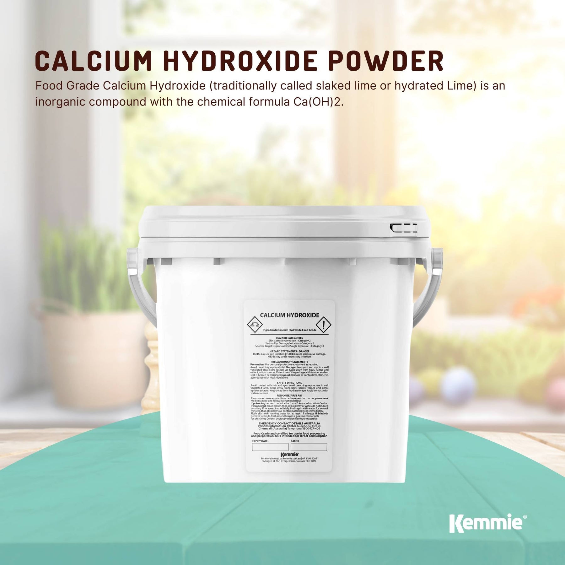 2.5kg Calcium Hydroxide Powder Tub Food Grade FCC Hydrated Slaked Pickling Lime - SuperSaverAU - view 2