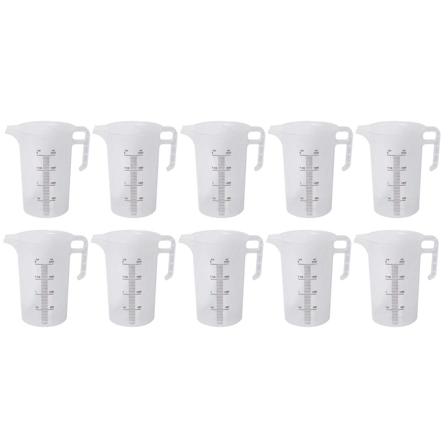 Premium Pro-Jug Food Grade Measuring Jugs – 2L Clear 10 Pack