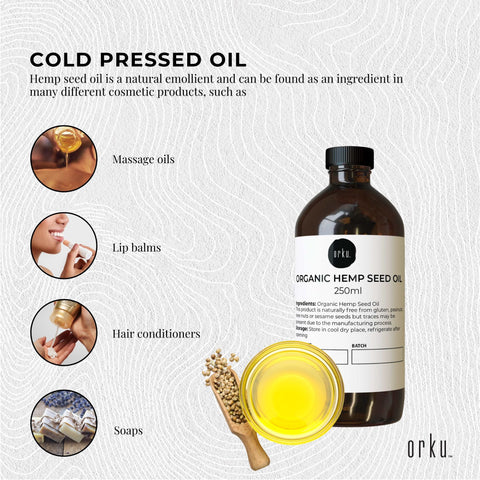 Orku 250ml Organic Hemp Seed Oil - Cold Pressed Food Grade Oils - SuperSaverAU - view 2